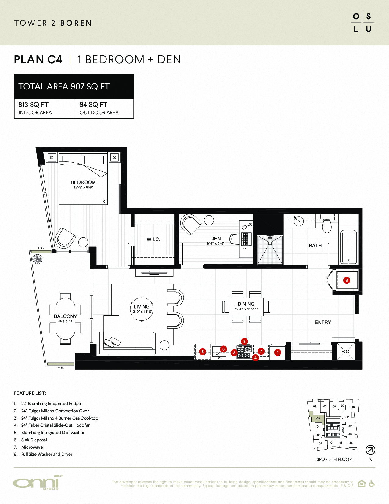Floor plan for 1 bed, 1 bath, 813 sqft